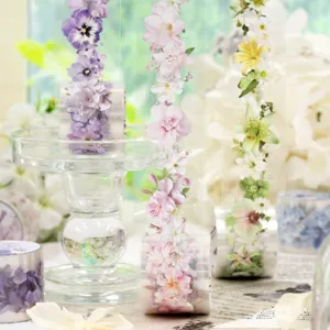 Soft Vintage PET Floral Die Cut Tape Aesthetic Flower Scrapbooking DIY Material Transparent Decoration Craft Adhesive Tape For Journals