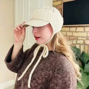 Winter Warm Strick Ohrenschützer Stirnband Für Baseballkappen Minimalistisch Einfarbig Outdoor Radfahren Ohrenschützer Mit Bändern