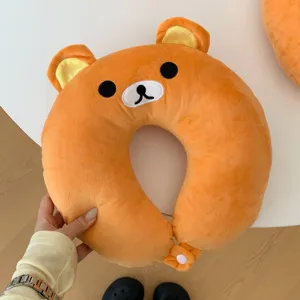 Cartoon Bear Pig U-Shaped Neck Pillow Memory Foam Portable Office Nap Headrest Plush Cushion For Cervical Support Travel
