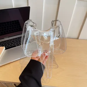 Νέα Διαφανής Τσάντα Jelly από PVC σε Χρώματα Καραμέλας Γυναικεία Μοντέρνα Τσάντα Μασχάλης Casual Μικρή Τσάντα Χειρός