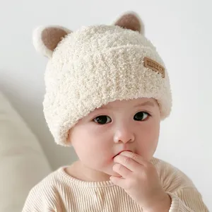 Baby Winter Hat Plush Earflap Cap For Infants Toddler Knit Beanie With Cute Bear Ears Windproof Warm Hat Scarf Set Boys Girls