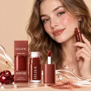 EELHOE Lip And Cheek Tint Cherry Cola Liquid Blush Multi-Use Sheer Finish Long Lasting Natural Glow Buildable Shade Makeup