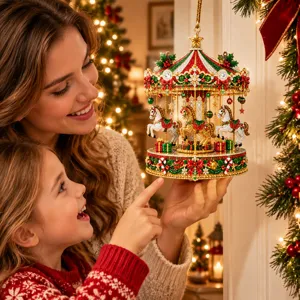 Kerst DIY Diamond Painting Carrousel Hanger Acryl Strass Kunstparel Carrousel Decoratie Voor Thuis Feest