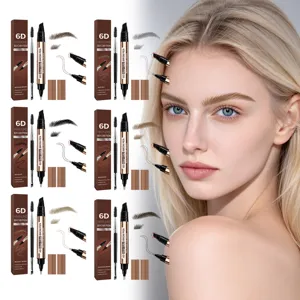 6D Hair-like Brow Pen Waterproof Long-lasting Eyebrow Makeup Pen Dual-ended With Brush For Unisex Natural Fuller Brows