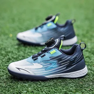 Kids Football Shoes With Rotating Buckle Quick Lace TPU Mesh Breathable Soccer Cleats For Boys Girls TF Turf Training Sneakers