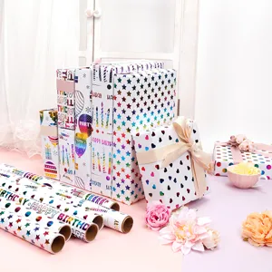 Colorful Hot Stamping Gift Wrapping Paper Roll For Birthday Party Celebration Presents Packaging Material DIY Crafts