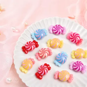 Charms En Forme De Bonbon Simulation Résine Colorée Motif Spirale Noeud Flatback Pour Bricolage Fabrication De Bijoux Décoration De Coque