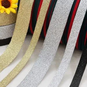 Metallisches Glitzer Jacquardband Gold Silber Besatz Für Bekleidung Schuhe Taschen DIY Basteln Nähband Dekorative Kantenbänder
