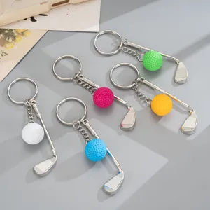 Creative Colorful Golf Ball Club Keychain Alloy Pendant Bag Ornament Sporty Accessory Gift For Men Women