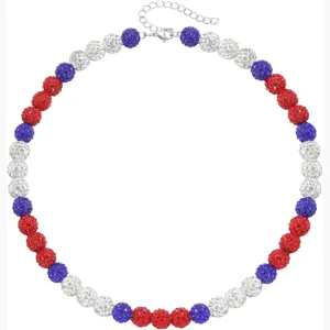 Hip Hop Rhinestone Disco Ball Necklace For Men Alloy Multicolor Bead Chain Athletic Jewelry For Sports Lovers And Fashion Athletes