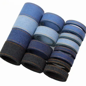 Nastro in Denim Fai da Te Artigianale Con Impunture a Contrasto Nastro Bifacciale per Fiocchi Capelli Collari Animali Accessori Cucito