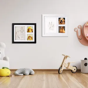 Kit de Cadre Photo DIY Empreinte de Patte d'Animal Souvenir Main et Pied de Bébé Avec Argile Peinture Cadre Texture Bois Déco Maison Cadeau