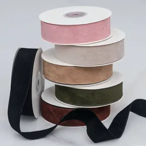 Cinta de Antelina con Borde Prensado de Doble Cara Color Sólido para Accesorios de Cabello DIY Lazos Sombreros Zapatos Decoración Artesanal
