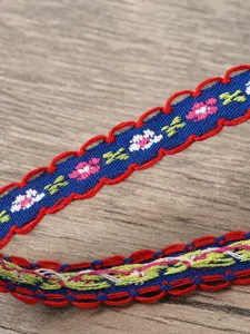 Nastro in Pizzo Ricamato Floreale in Stile Etnico Per Decorazione Indumenti Fai Da Te Bordo Festonato Pastorale Accessorio per Cucire Nastro Multicolore