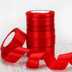 Red Satin Ribbon For Gift Wrapping Wedding Decoration Polyester Silk Fabric Ribbon For DIY Crafts Cake Ribbon Bows Party Decor