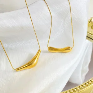 Minimalistische Titanstahl Halskette Mit Unregelmäßigem Geometrischem Anhänger 18K Vergoldet Edelstahl Schlangenkette Damen Schmuck