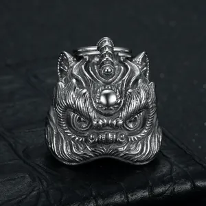Vintage 304 Edelstahl Wächter Löwenkopf Glocke Anhänger Glückliches Reiten Amulett Glocke Für Motorrad Schlüsselanhänger Herren Schmuck