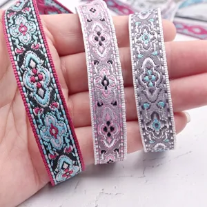 Ruban Jacquard Ethnique 1.4cm Bordure Brodée Rouleau de 40 Mètres Pour Bricolage Artisanat Accessoires Vêtements Cadeau