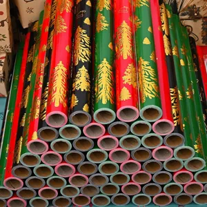 Weihnachts Bronzieren Geschenkpapier Rolle Metallic Gold Schneeflocke Elch Baum Muster Für Feiertag Party Geschenkverpackung