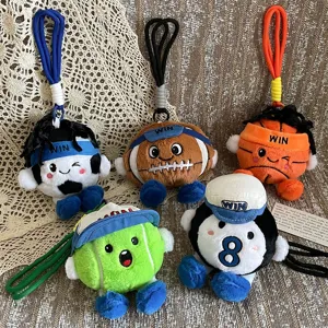 Original Sport Serie Gefüllte Plüschtiere Fußball Billard Tennis Basketball Rugby Bälle Hängen Anhänger Souvenir Geschenk Für Kinder