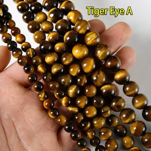 Natural Stone Tiger Eye Loose Beads Round Gemstone Beads For DIY Jewelry Bracelet Necklace Accessory Making Wholesale