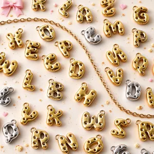 316L Stainless Steel Bubble Letter Pendant Balloon Alphabet Charm For DIY Necklace Bracelet Jewelry Making Minimalist Alphabet Cookie Pendant Only