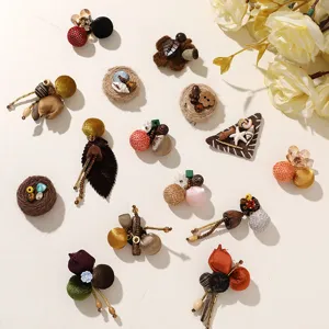 Handmade Ethnic Fabric Flower Beaded Charms For DIY Brooch Jewelry Making Doll Clothing Accessories Bohemian Floral Craft Decoration