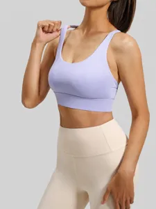 Women Mesh Cross Back Sports Bra Shockproof Push Up Yoga Bralette Fitness Running Top