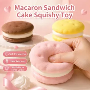 Simulation Macaron Gâteau Sandwich Squishy Remontée Lente PU Anti-stress Jouet de Décompression Créatif Dessert Jouet à Presser Pour Enfants Adultes
