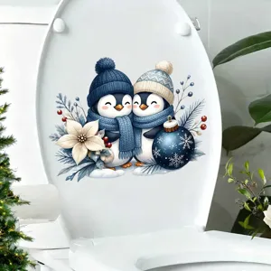 Natale Carino Pinguino Adesivi Sedile del Gabinetto Cartone Animato Inverno PVC Impermeabile Bagno Decorazione Adesivi Decal