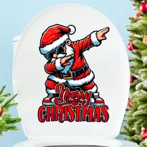 Hip Hop Weihnachten Toilettendeckel Aufkleber Dabbing Weihnachtsmann Abnehmbare PVC Badezimmer Dekoration Frohe Weihnachten Wandtattoo