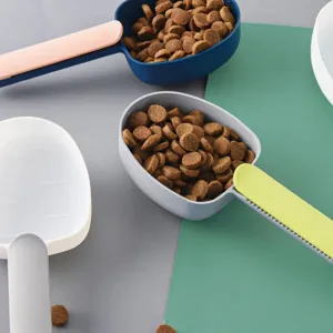 Cucchiaio Dosatore da Cucina Nordic Color Block Con Clip di Chiusura Paletta in Plastica per Riso Farina Cibo per Animali Cucchiaio Multifunzionale Con Clip