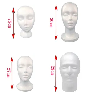 Weiße Polystyrol-Schaumstoff Schaufensterpuppenkopf Damen Herren Modell Für Perücken Hüte Schals Sonnenbrillen Display-Ständer Schmuck-Requisiten