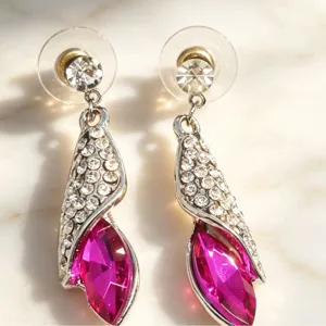 Pendientes Colgantes de Aleación con Diamantes de Imitación para Mujer Lujosos Pendientes de Gota de Agua de Piedra Preciosa Artificial Corte Marquise para Joyería de Boda con Vestido de Noche