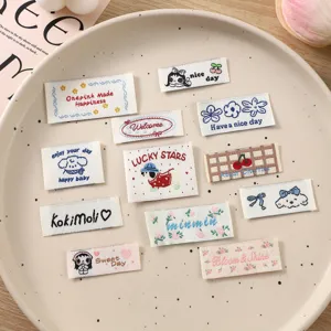 Cute Cartoon Embroidered Patches For Clothing DIY Letter Flower Dog Pattern Woven Label Sewing Accessories For Backpack Hat Jacket
