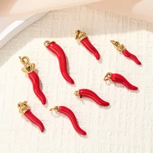 Edelstahl Rote Chili Anhänger Für DIY Schmuckherstellung Vergoldet Emaille Pfeffer Charm Für Halsketten Armbänder Ohrringe Damen Zubehör