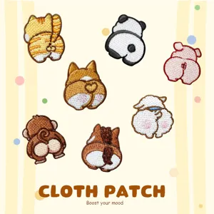 Écussons Brodés de Fesses d'Animaux de Dessin Animé Mignons Corgi Chat Panda Thermocollant Applique Badges Pour Vêtements DIY Décoration