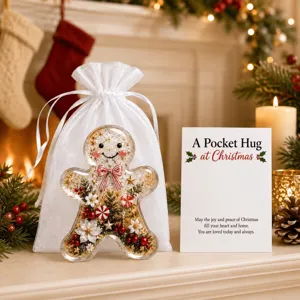 Kleiner Engel Weihnachtsgeschenk Acryl Ornament Mit Grußkarte Und Weißem Netztasche Festliches Dekoratives Feiertagsgeschenk