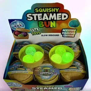 Glow In The Dark Squishy Steamed Bun Stress Relief Toy LED Light Up Simulation Food Squeeze Sensory Fidget Toy For Adults Teens Party Gift