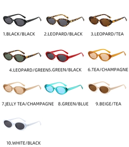 Collection of retro oval sunglasses in various color frames and tinted lens options