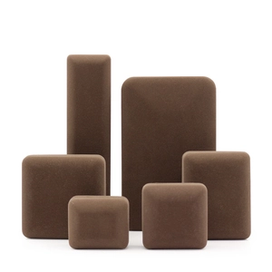 Premium coffee brown velvet jewelry box set for rings, necklaces and bracelets