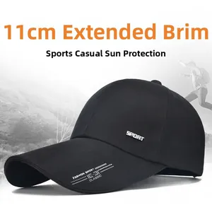 Détail d'une casquette de baseball noire avec visière de 11cm pour protection solaire
