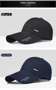 Détails des casquettes de baseball noir et bleu marine avec badge SPORT et motif bord