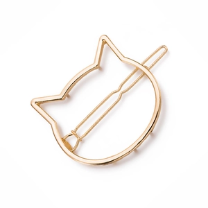 Golden cat-shaped geometric metal hair clip for women minimalist sleek fashion hair accessory