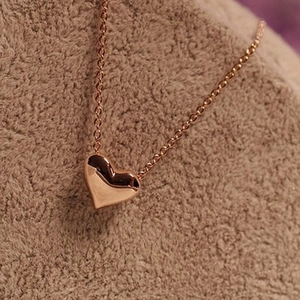 Heart Pendant Necklace Alloy Polished 3D Love Shape Clavicle Chain Elegant Sweet Jewelry For Women Gift Korean Style