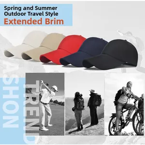 Detail of cotton baseball cap with extended brim for golf and outdoor activities