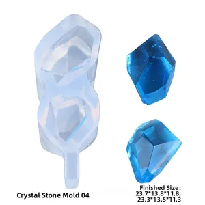 Vue détaillée du moule en silicone pour pendentifs avec dimensions et échantillons bleus