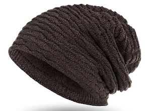 Winter knitted beanie with warm fleece lining for outdoor skiing and cold protection