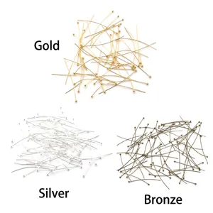 Ball head pins in gold, silver and bronze finishes for DIY jewelry making and beading