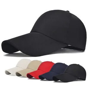 Baseball Cap Extended Long Brim Sun Protection Adjustable Solid Color Outdoor Sport Dad Hat Unisex Polyester Cotton